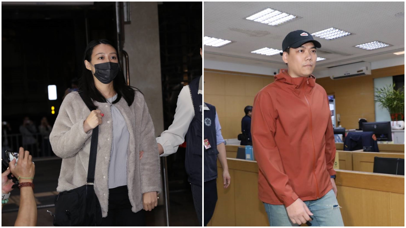 劉思吟（左）、賴苡任（右）移送北檢，今各以50萬元交保、限制出境出海。