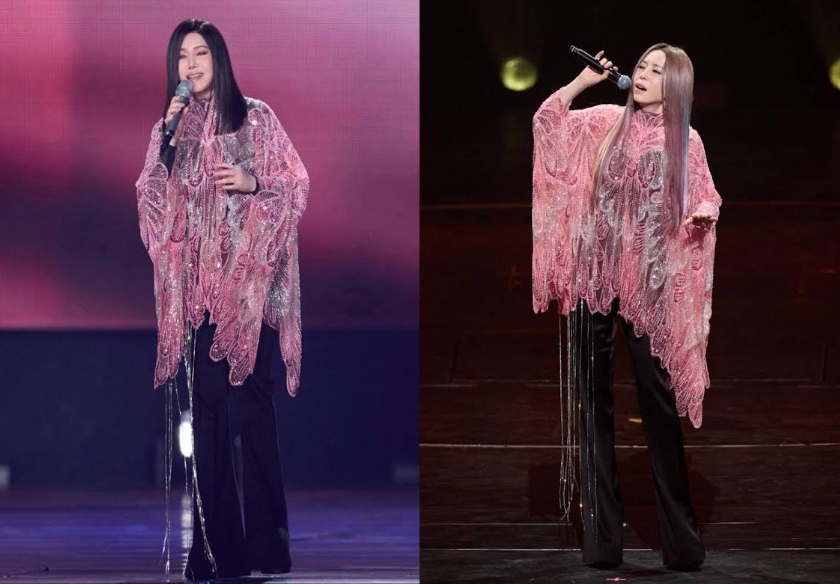 江蕙與江淑娜姊妹倆驚喜合體，全場發出驚呼聲。（寬宏藝術）