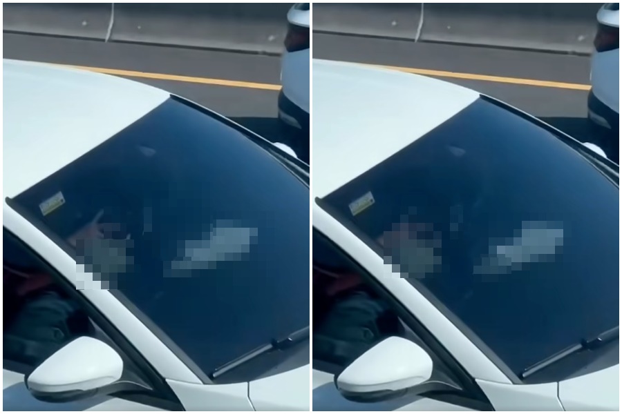 近日網路瘋傳一段國道「吃吃」影片，引發網友關注。（翻攝記者爆料網）