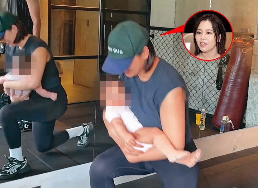 劉品言連重訓都捨不得把女兒放下，確定不會得媽媽手嗎？（翻攝自劉品言IG）