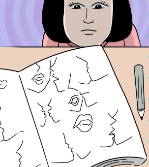 MINAMO在10歲時,在筆記本上塗鴉,但她的塗鴉內容,都是親吻、嘴唇的圖案。(翻自livedoor)