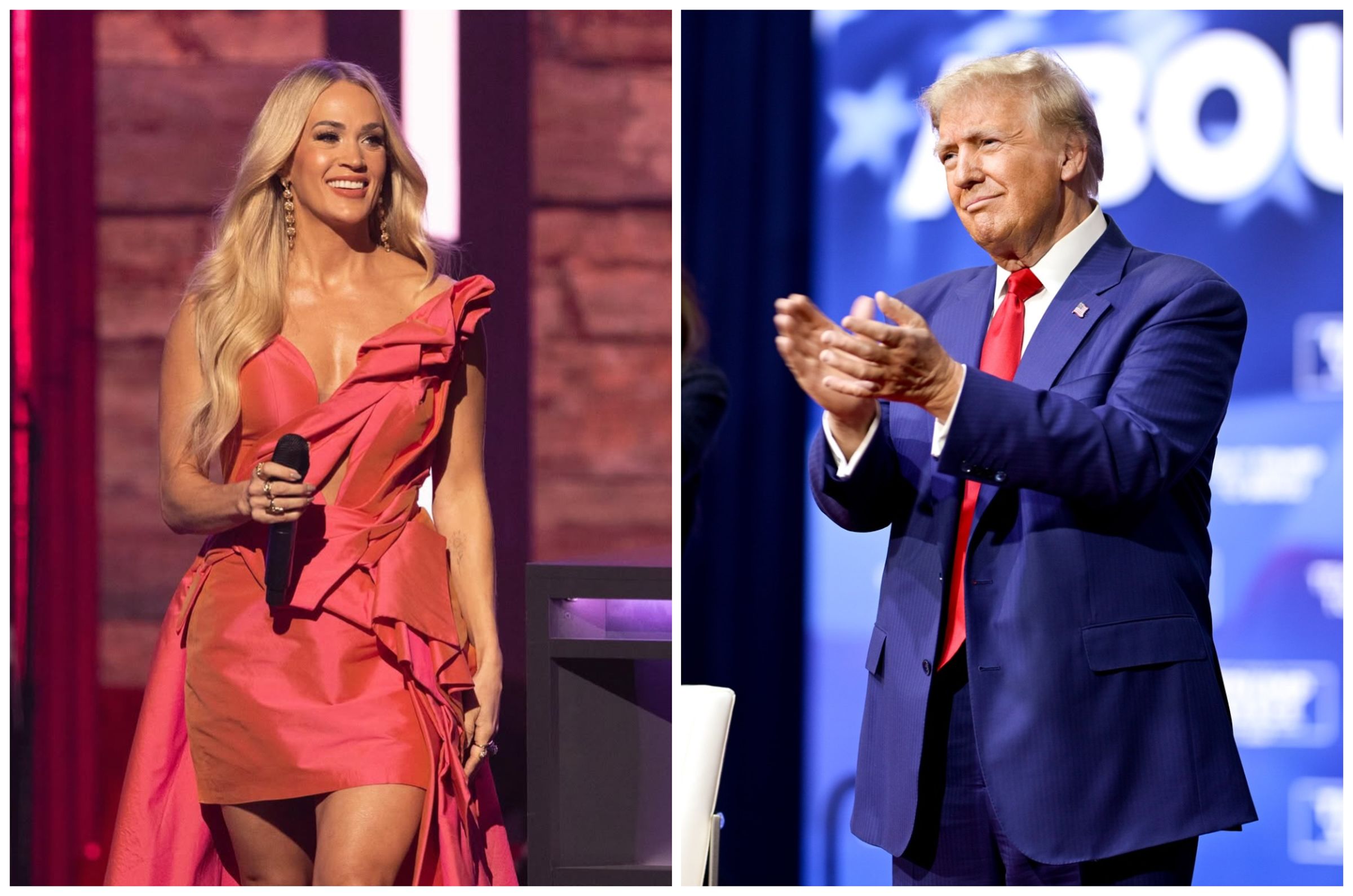 凱莉安德伍(左圖)將於川普(右圖)的總統就職典禮表演。(翻攝Carrie Underwood IG、Donald Trump臉書)