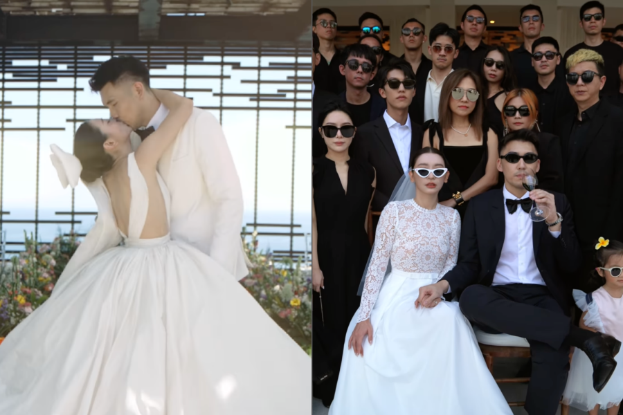 網紅劉芒近日曬出與香港男友尼尼結婚的影片。（翻攝自@lioumonn IG）