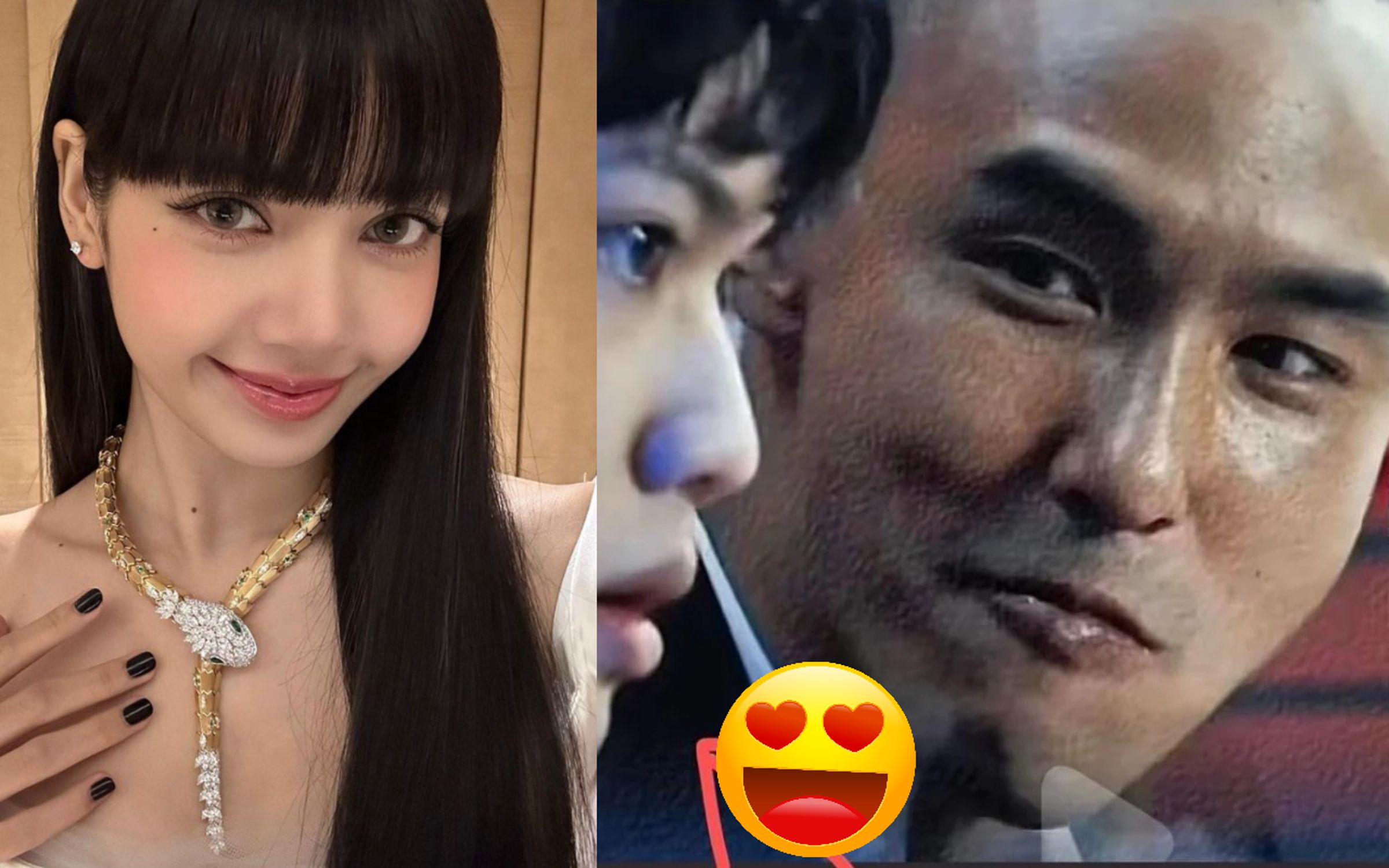 阮經天(右圖右)身旁的「美女」(右圖左)貌似Lisa(左圖)。(翻攝自趙小僑臉書、Lisa IG)