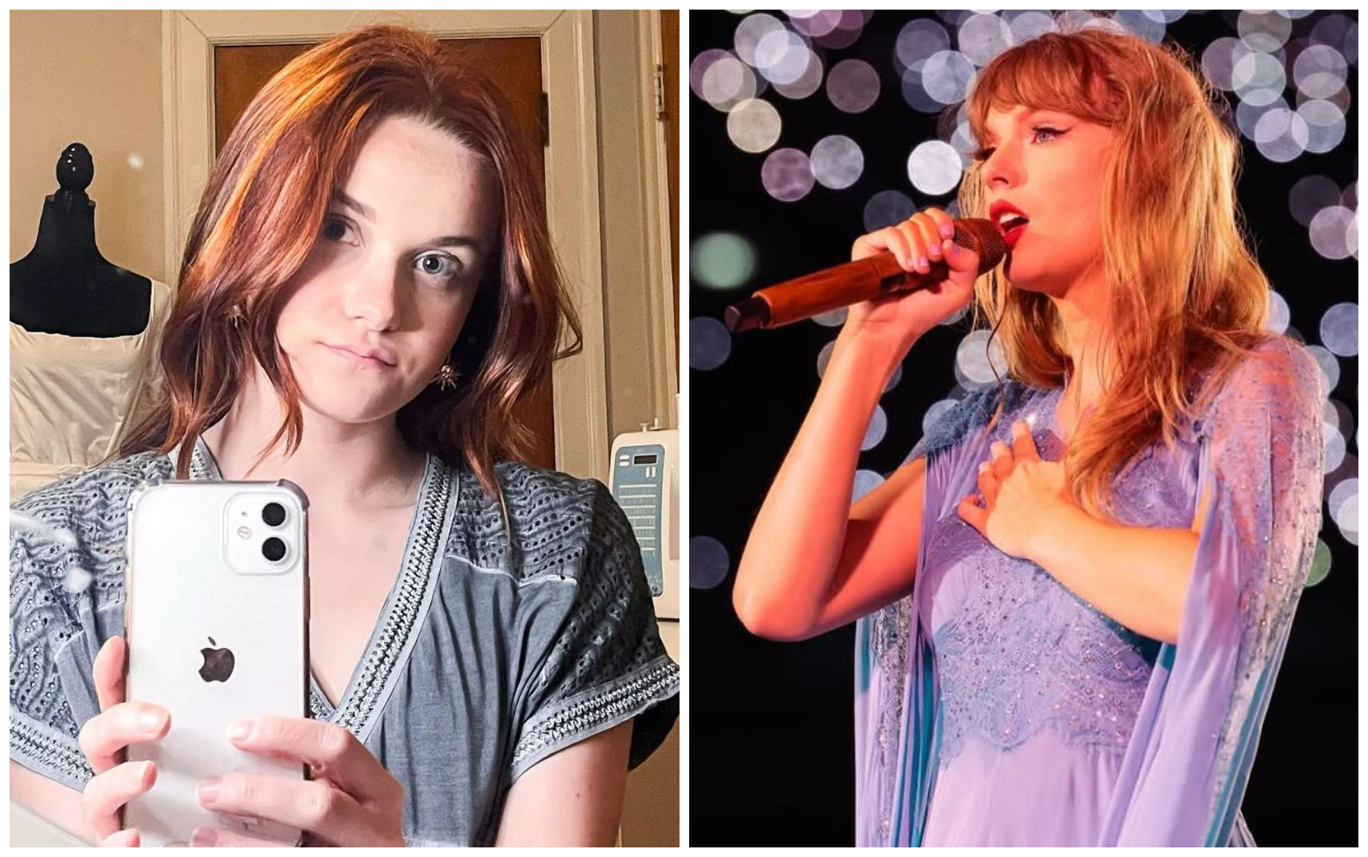 漢娜愛爾蘭杜蘭多（左圖）忘記泰勒絲（右圖）的歌詞，經診斷發現罹患罕見的腦部疾病。（翻攝taylorswift IG、people.com）