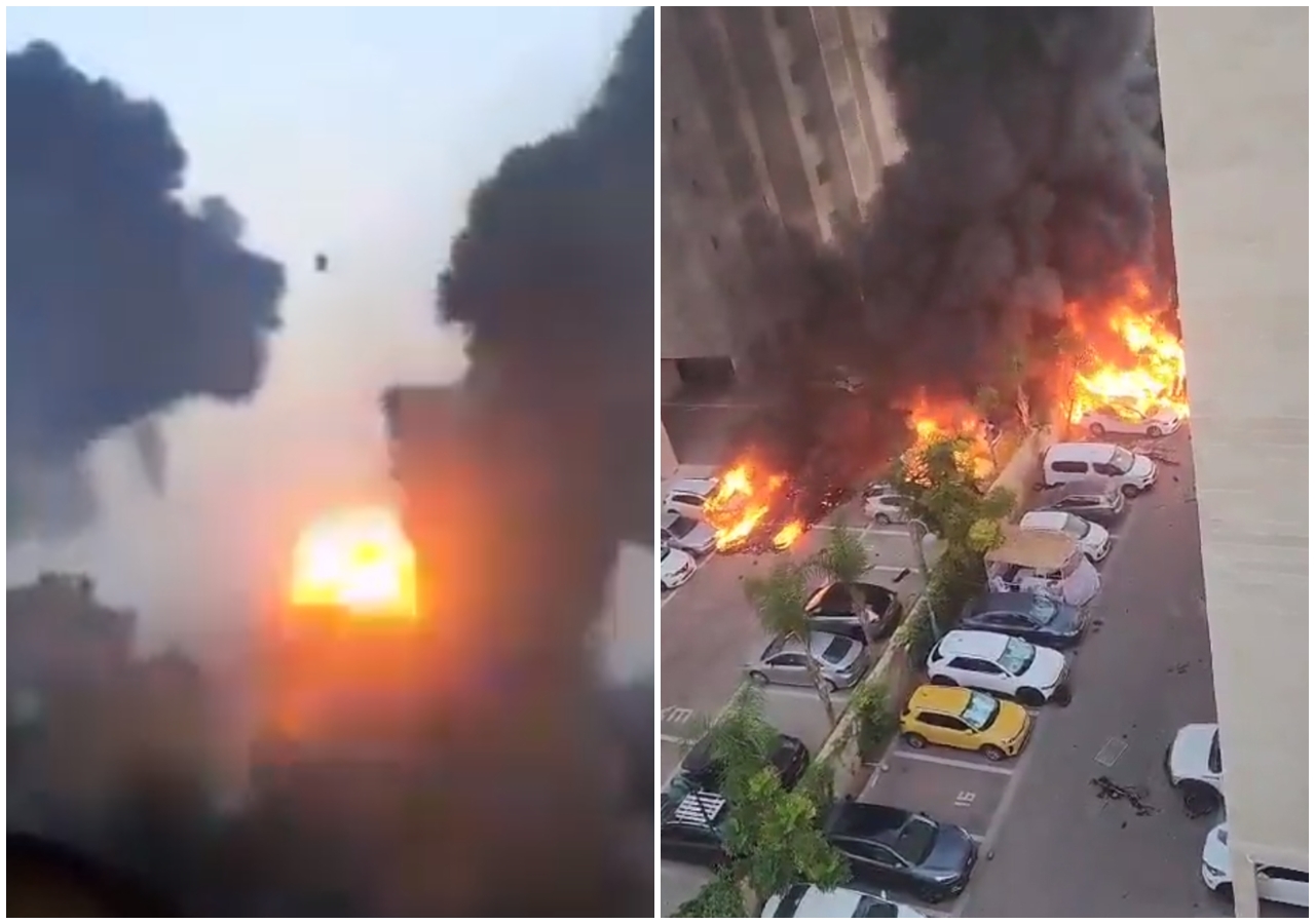 以色列遭到火箭空襲，至少已造成40人死亡、750人受傷。（翻攝自社群媒體X）