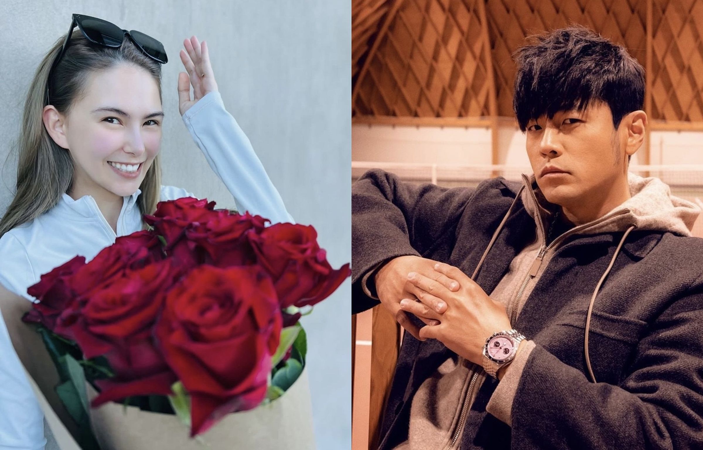 周杰倫相當寵愛昆凌，只見昆凌手捧花束、露出開心微笑。（翻攝自周杰倫IG）