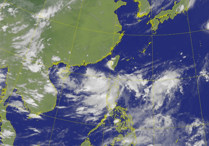 熱帶性低氣壓TD06最快今晚至明晨增強至輕颱「丹娜絲」。（翻攝自中央氣象署官網）