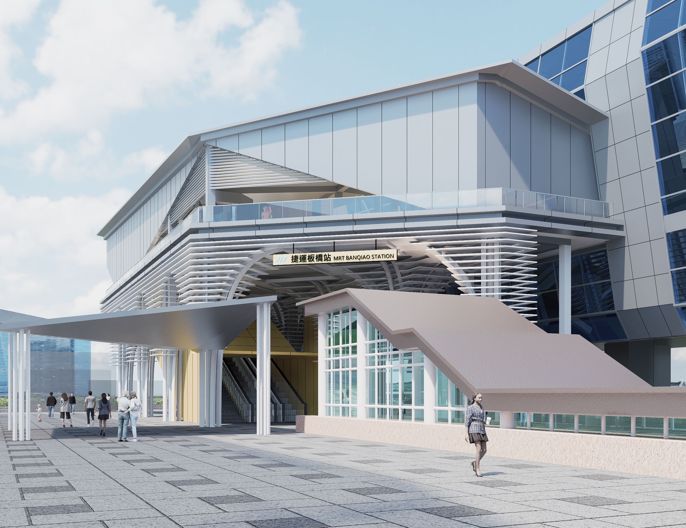 新北環狀線板橋站新設出口模擬圖。（新北捷運工程局提供）