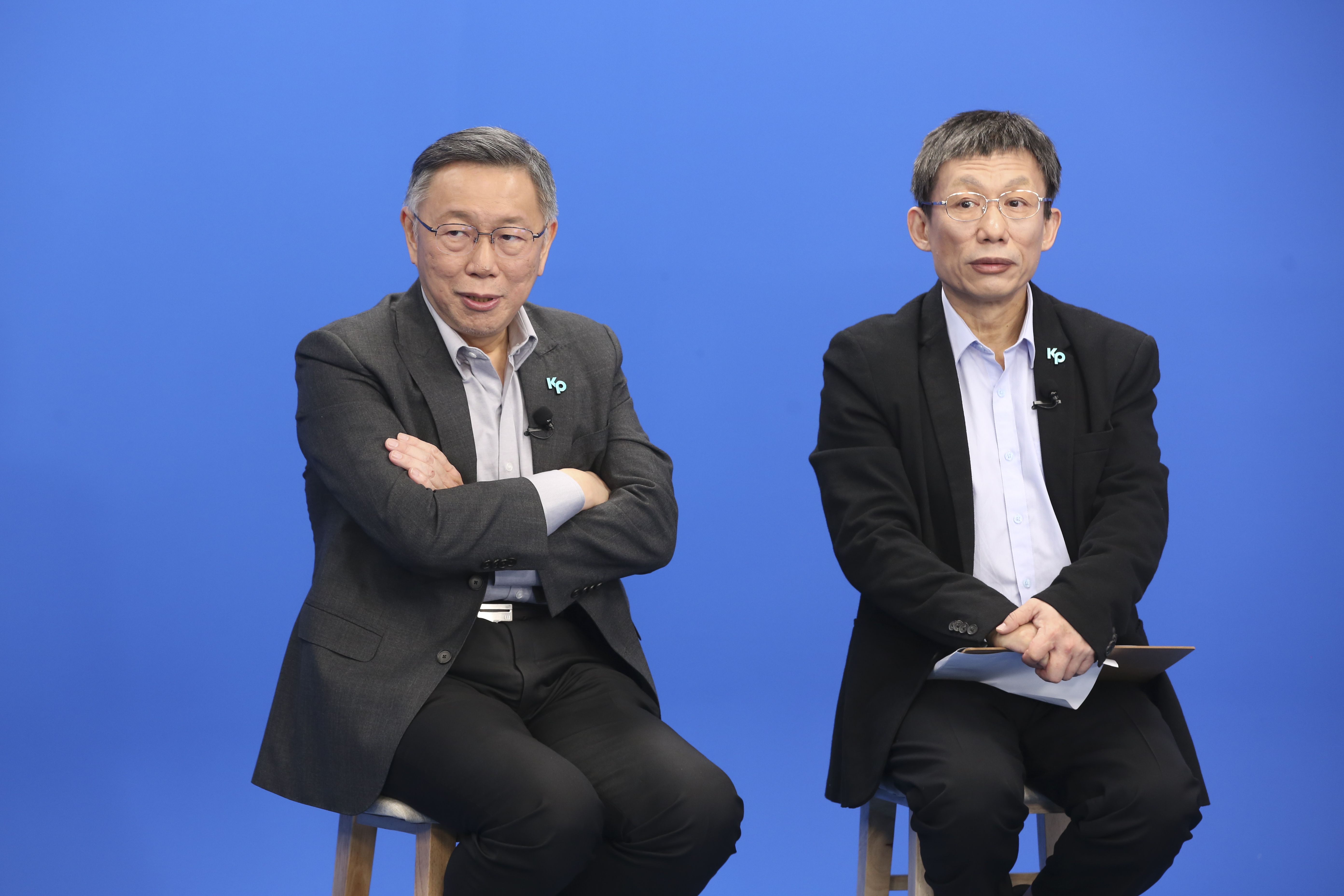 柯文哲、郭子乾同台錄影。