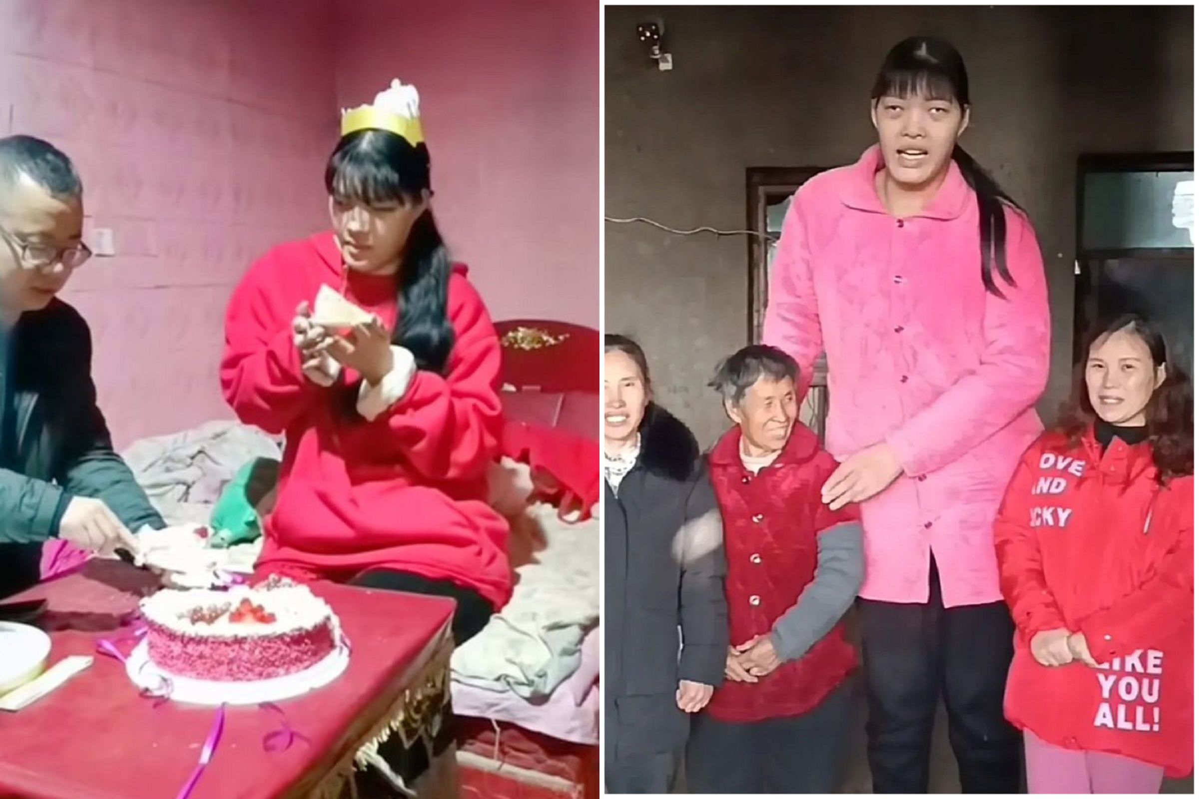 中國身障女巨人23歲病逝！生前生活清苦，死後骨灰被家人拒領。（翻自微博）