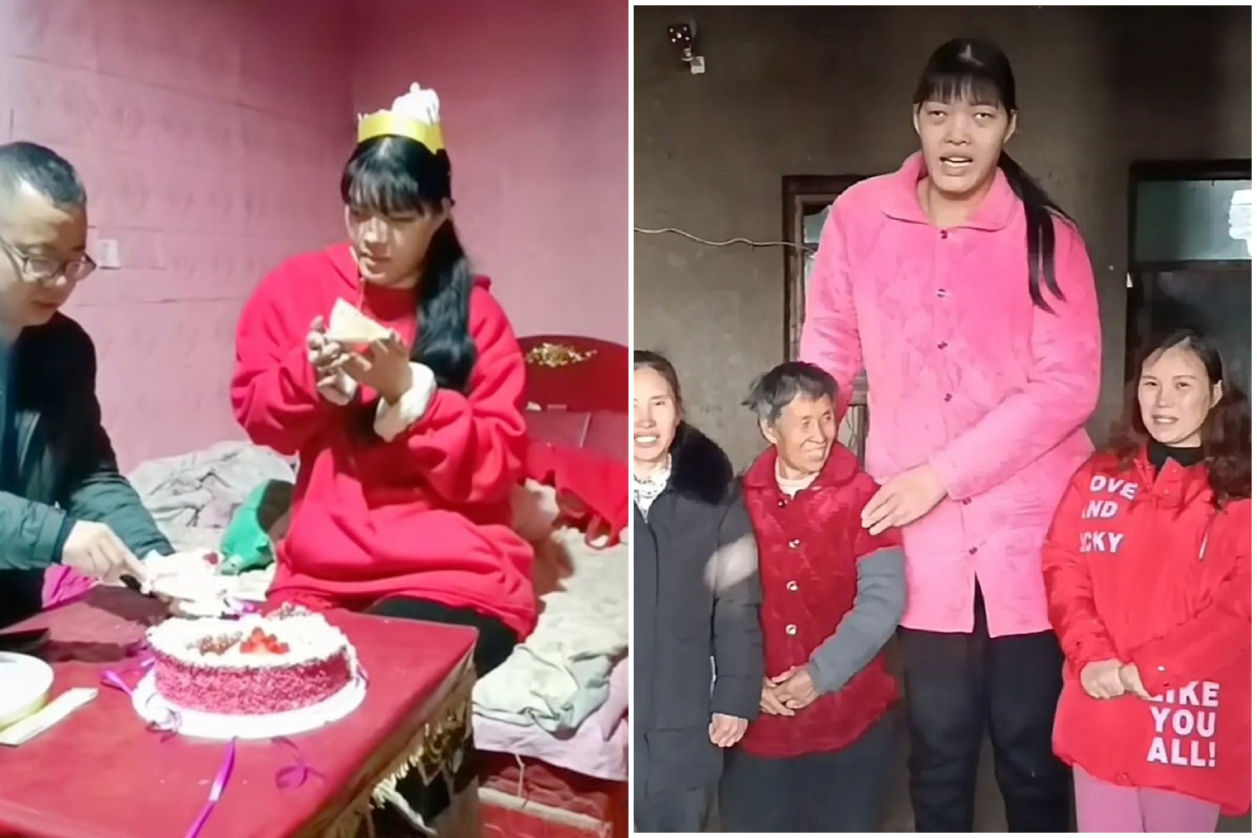 中國身障女巨人23歲病逝！生前生活清苦，死後骨灰被家人拒領。（翻自微博）