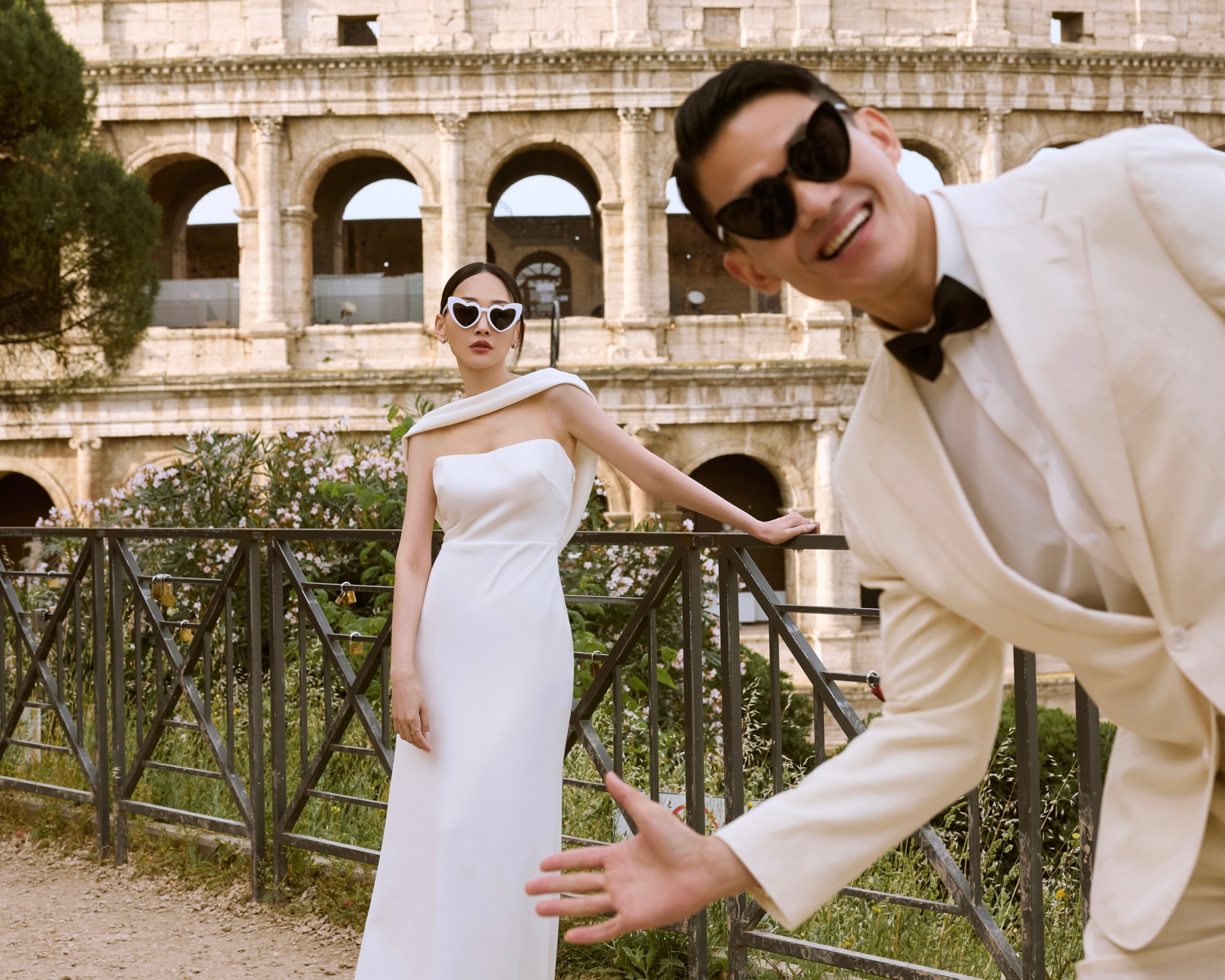 林映唯與男友特別飛去羅馬拍婚紗照，在羅馬競技場留下美麗回憶。（自由試娛樂提供）