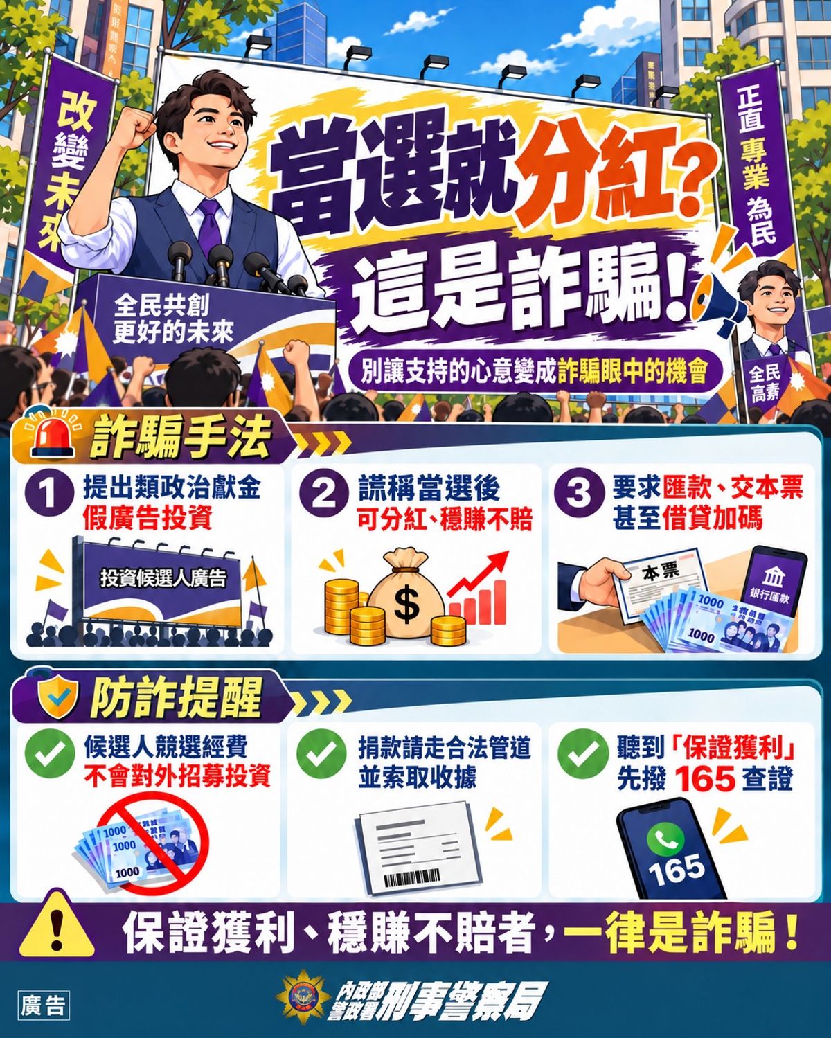 警方製作防詐宣導圖。警方提供