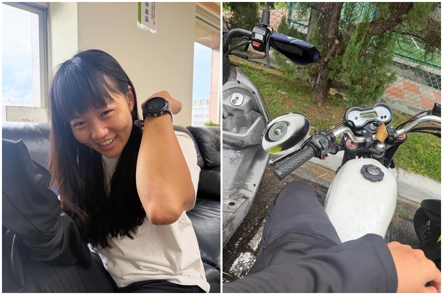 台師大女足隊抽血霸凌案吹哨者簡奇陞，今日雨天騎車自摔，一度讓網友們很擔心。（翻攝自簡奇陞Threads）