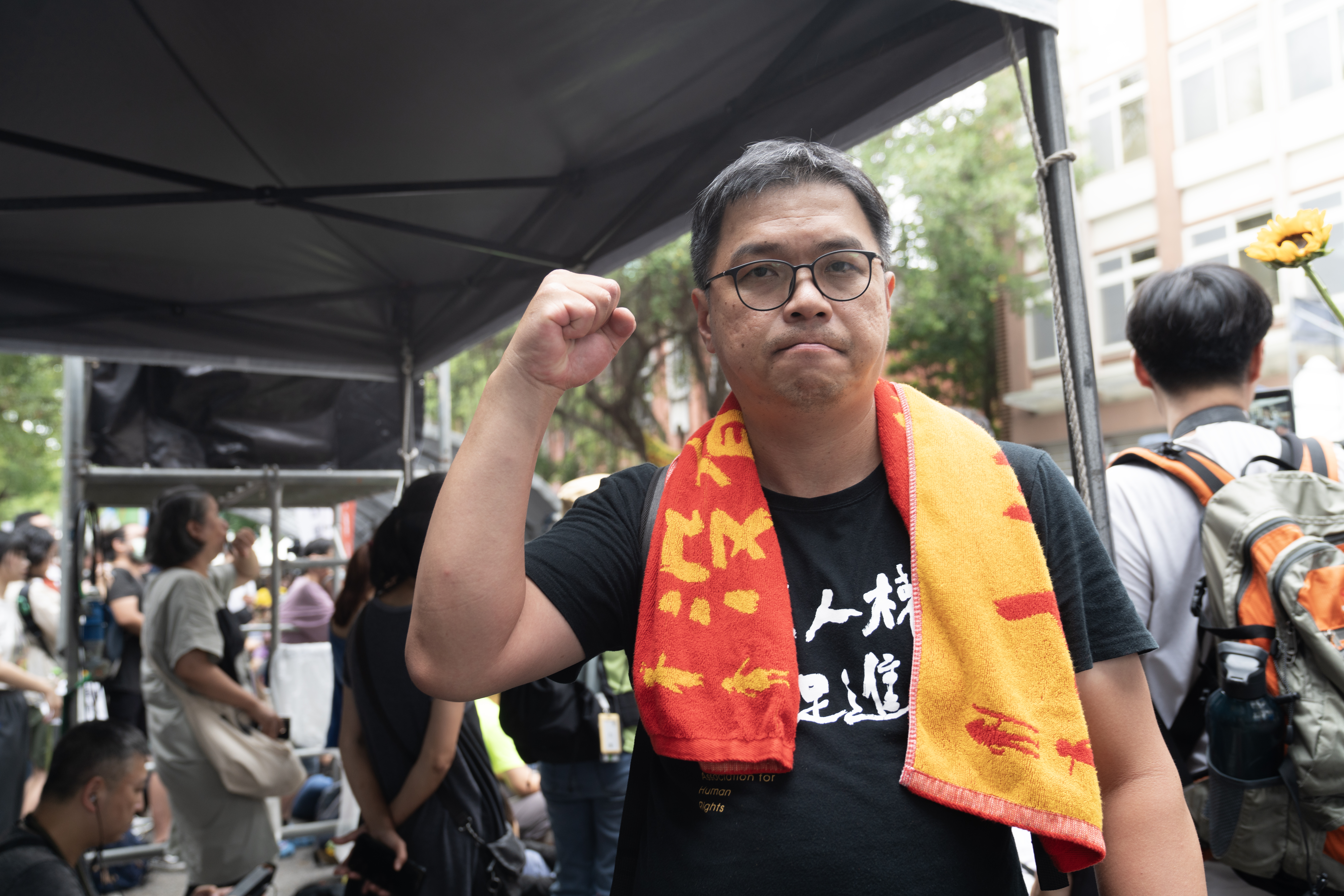 施逸翔說，只要涉及侵害人權，不論哪個政黨所為，台權會都會發聲抗議。（施逸翔提供）