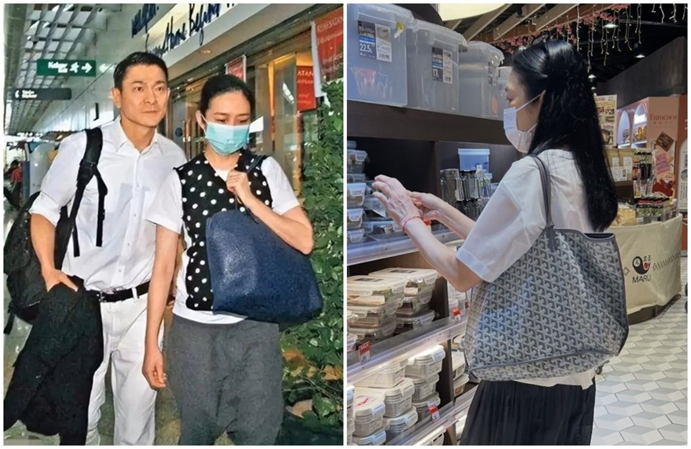 劉德華的妻子朱麗倩,近日被網友目擊在香港超市購物(右圖)。(翻攝微博、小紅書)