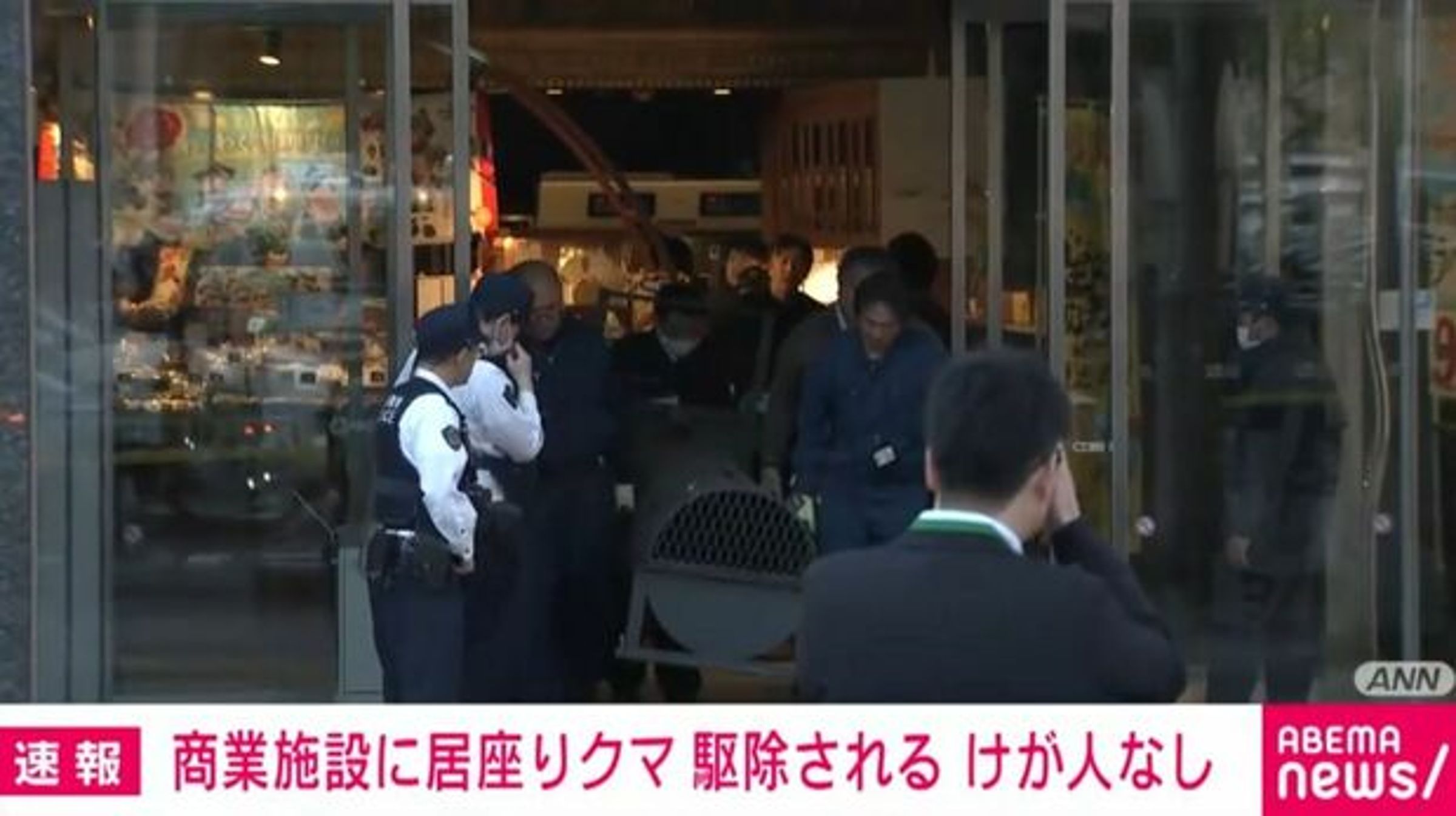 《ANN》報導,青森縣市區有成年黑熊出沒,嚇壞一群居民。(翻攝自X)