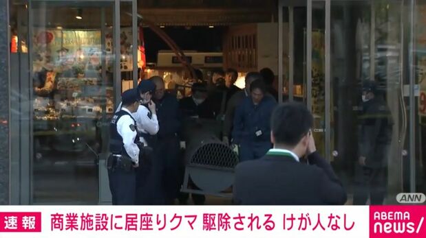 《ANN》報導,青森縣市區有成年黑熊出沒,嚇壞一群居民。(翻攝自X)