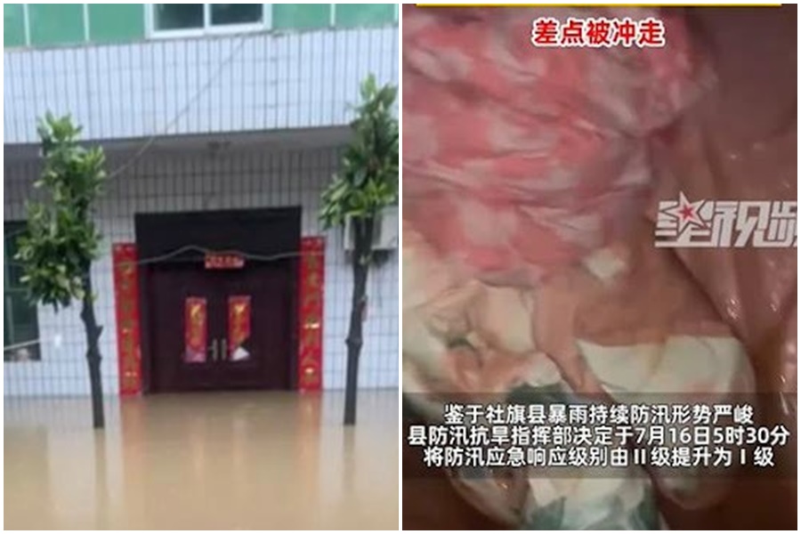 一名女子半夜睡覺時，感覺到「床在漂」，怎料驚醒後發現家裡已經淹水。（翻攝自星視頻）