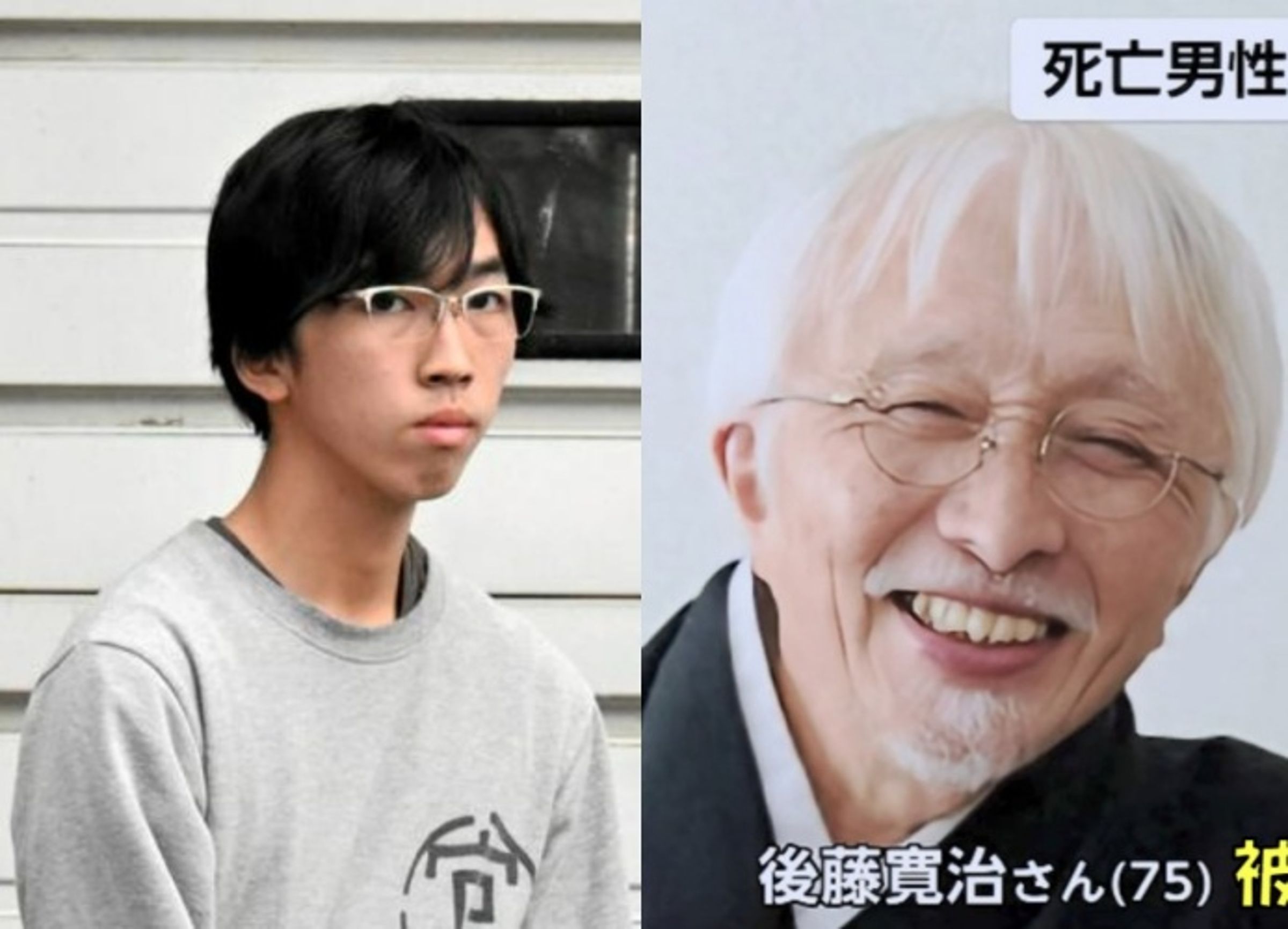 一名22歲男子(左)誤入「高薪打工」陷阱,淪為殺害老翁(右)的幫凶。(翻攝自X @BAKUEN_NO_TAISA)