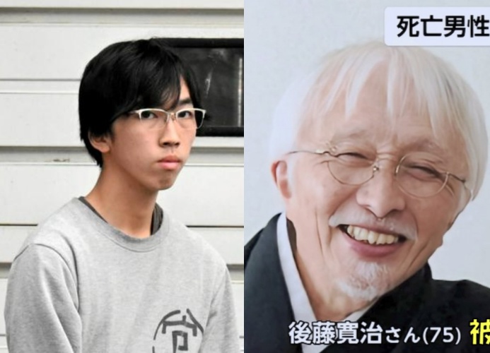 一名22歲男子（左）誤入「高薪打工」陷阱，淪為殺害老翁（右）的幫凶。（翻攝自X @BAKUEN_NO_TAISA）