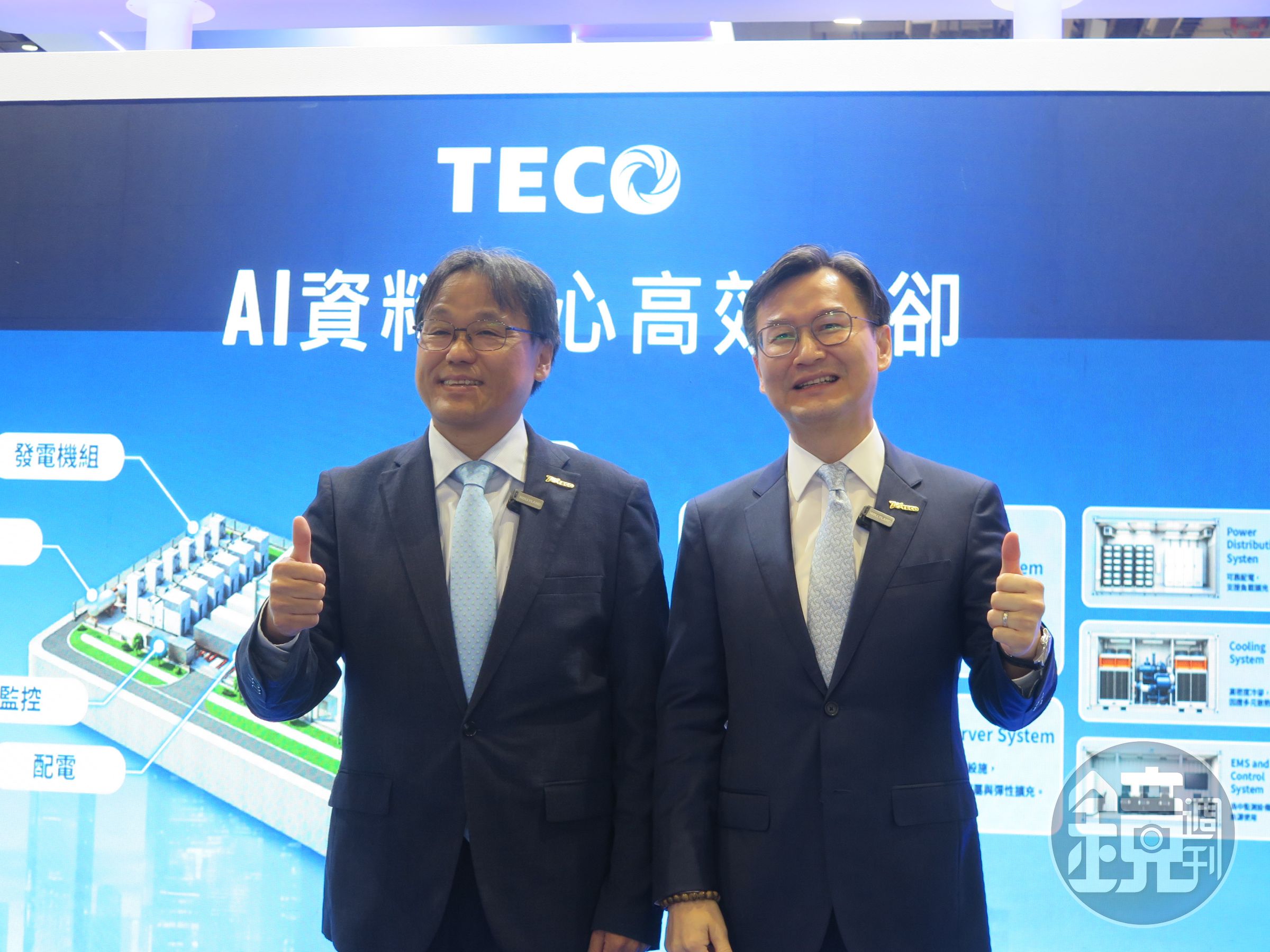 東元電機參加「2026國際冷凍空調綠能科技展」，左為總經理高飛鳶、右為東元空調事業群總經理蔡尚育。