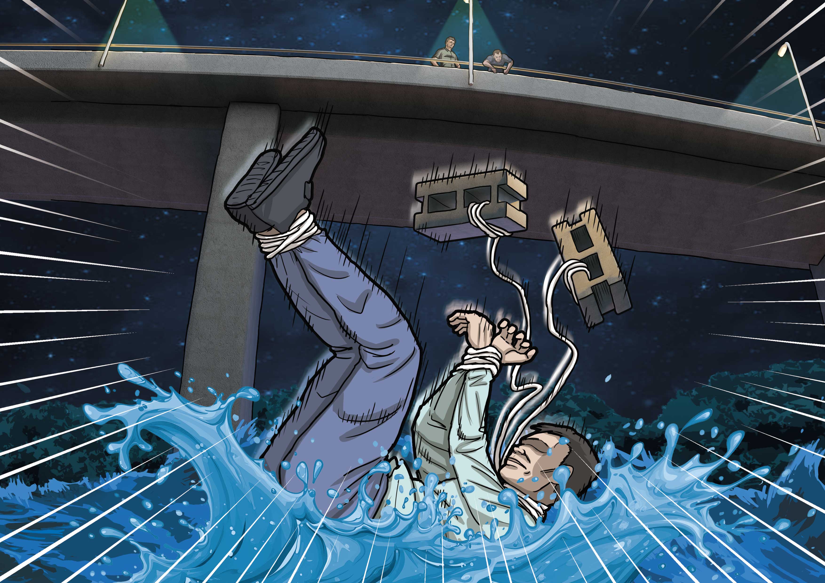 情報員蔣仁曦遭獄友勒昏、綁上磚塊，扔進淡水河溺斃。