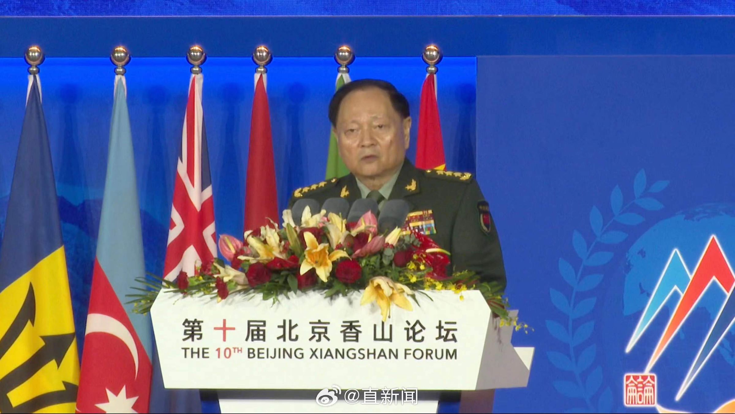 中共中央軍委副主席張又俠放話,無論誰想把台灣以任何形式從中國分裂出去,「中國軍隊絕不答應,絕不手軟」。(翻攝自微博@直新聞)