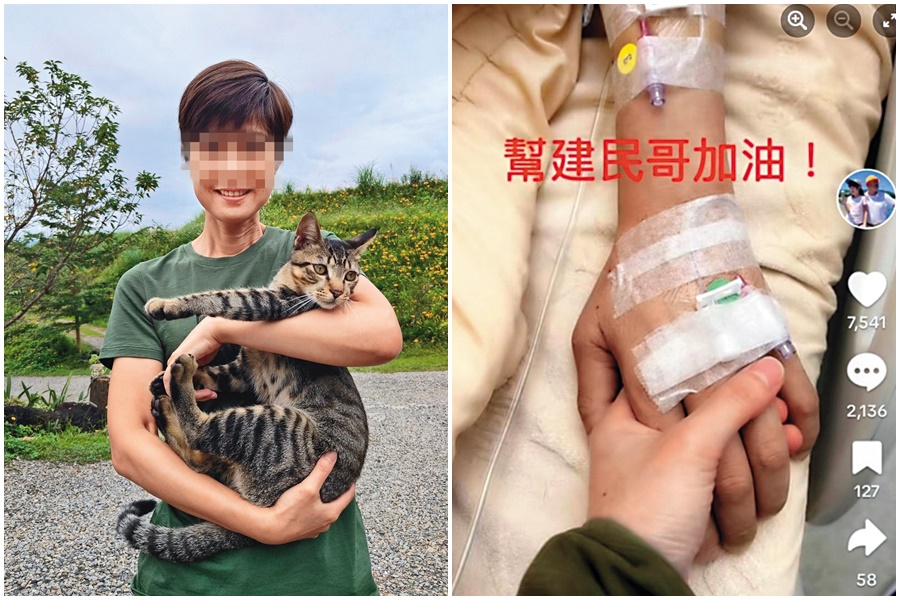 女友Joan對罹癌的汪建民不離不棄相當痴情,並在抖音為他加油打氣。(翻攝自汪建民臉書、抖音)