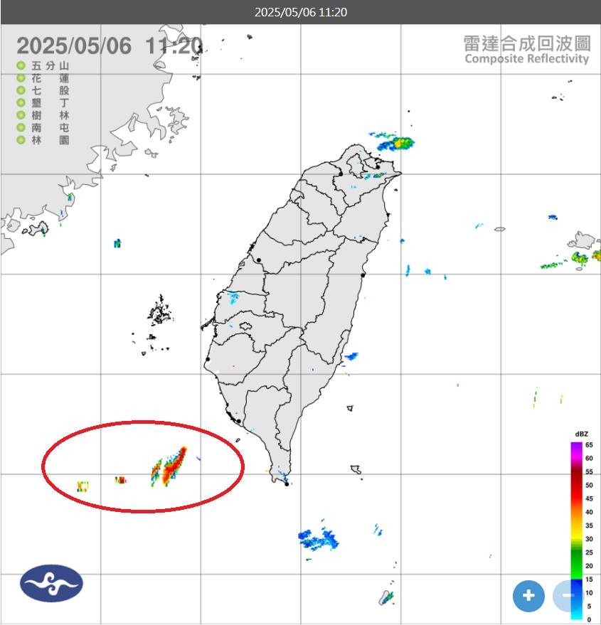 鄭明典認為，紅圈處的回波很可能屬於「軍事活動。（翻攝自鄭明典臉書）