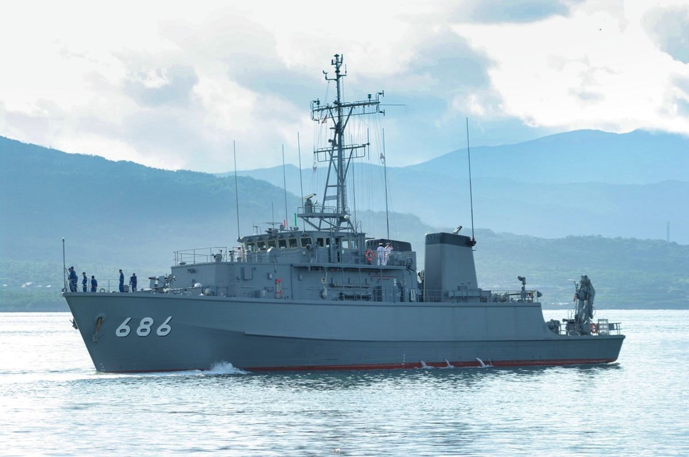 自衛隊掃雷艦「宇久」。（翻自《維基百科》）