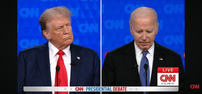 拜登表現讓民主黨人崩潰「完了！」，川普猛攻打模糊戰。（翻自CNN畫面）