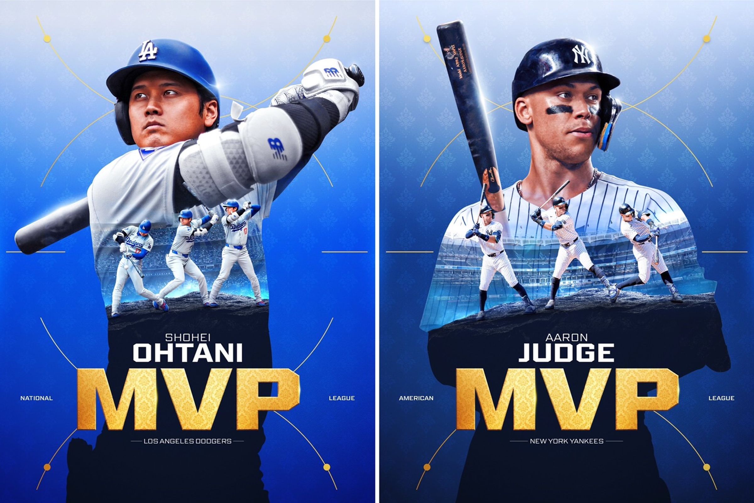 MLB年度最有價值球員出爐,大谷翔平連2年拿下。(翻攝X@MLB)