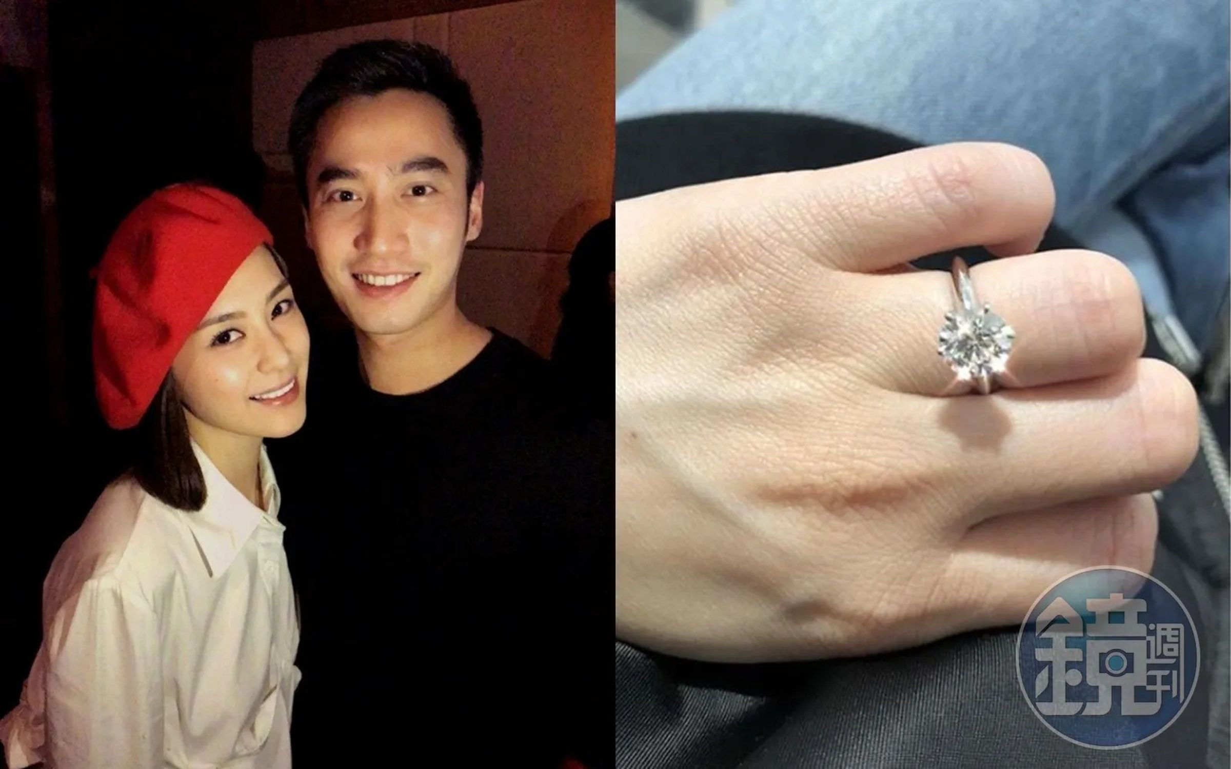 阿嬌2018年初po文宣告已接受男友賴弘國求婚,還秀出3克拉鑽戒,沒想到短命婚姻只維持14個月就結束。(翻攝自網路)