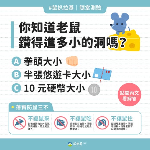 環境部說明如何防治老鼠。(環境部提供)