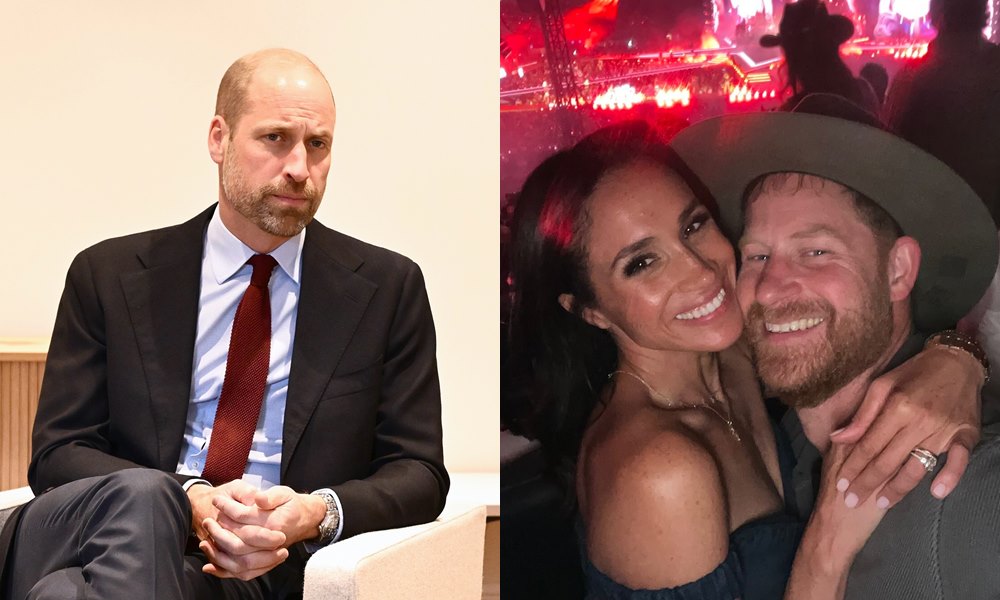威廉王子（左圖）和哈利王子、梅根（右圖）關係緊繃多年。（翻攝princeandprincessofwales IG、meghan IG）
