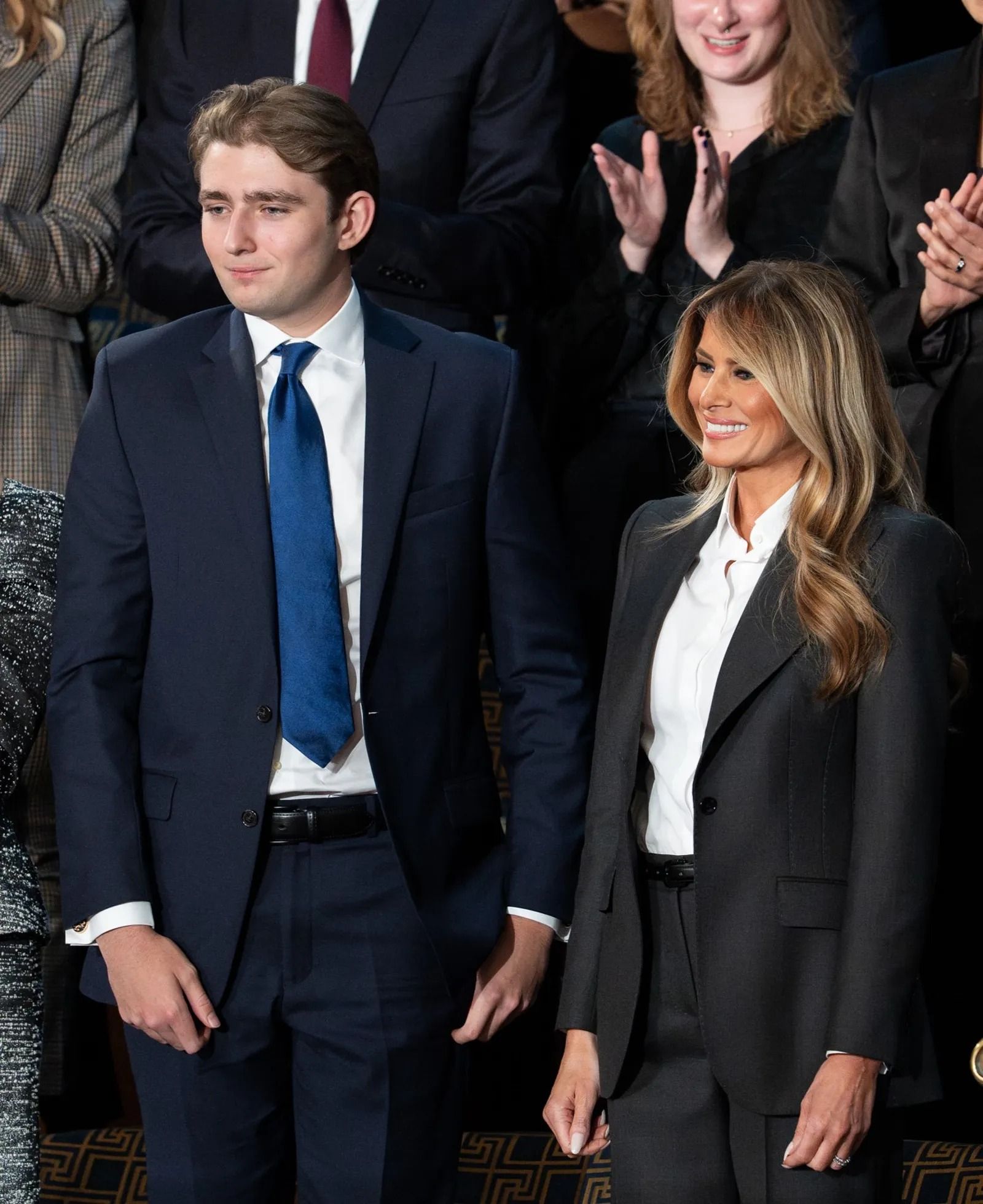 巴倫（左）跟母親梅蘭妮亞（右）關係緊密。（翻攝The White House Flickr）