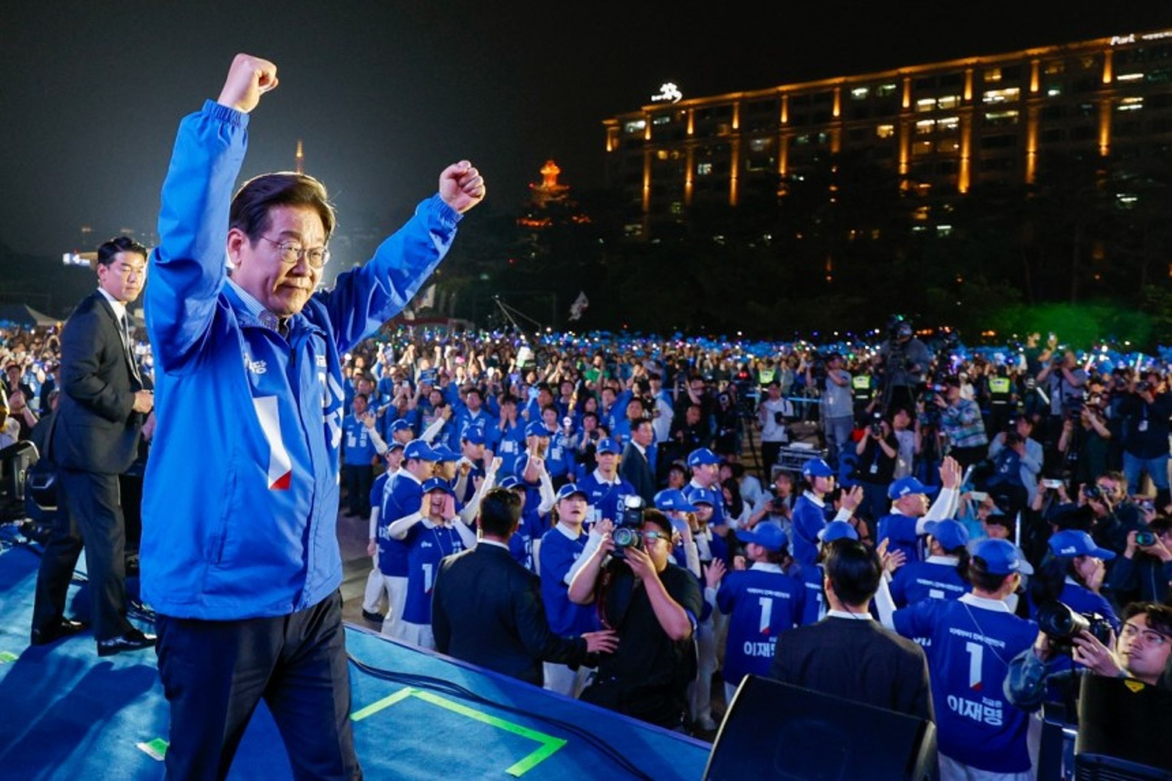 多家韓媒報導,韓國共同民主黨候選人李在明篤定當選總統。(翻攝國民日報)