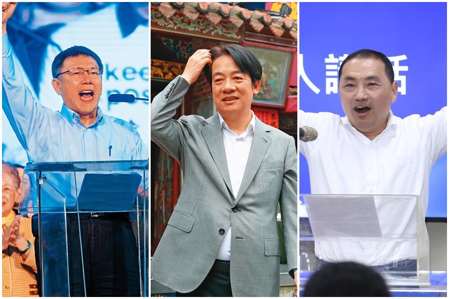 侯友宜（右）昨放軟不堅持選正，今又喊話柯文哲（左）靜待折衷產生候選人的辦法；對此，賴清德（中）也發聲。（本刊資料照）