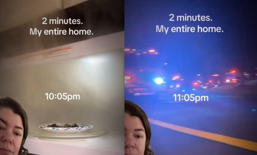 一名女子將燒焦布朗尼丟入垃圾桶，沒想到竟意外起火。（翻攝自tiktok@themommyconfessionsss）