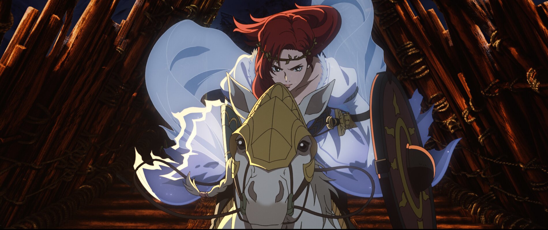 《魔戒：洛汗人之戰》讓觀眾見識到聖盔之女赫拉，巾幗不讓鬚眉的氣勢。（華納兄弟提供）