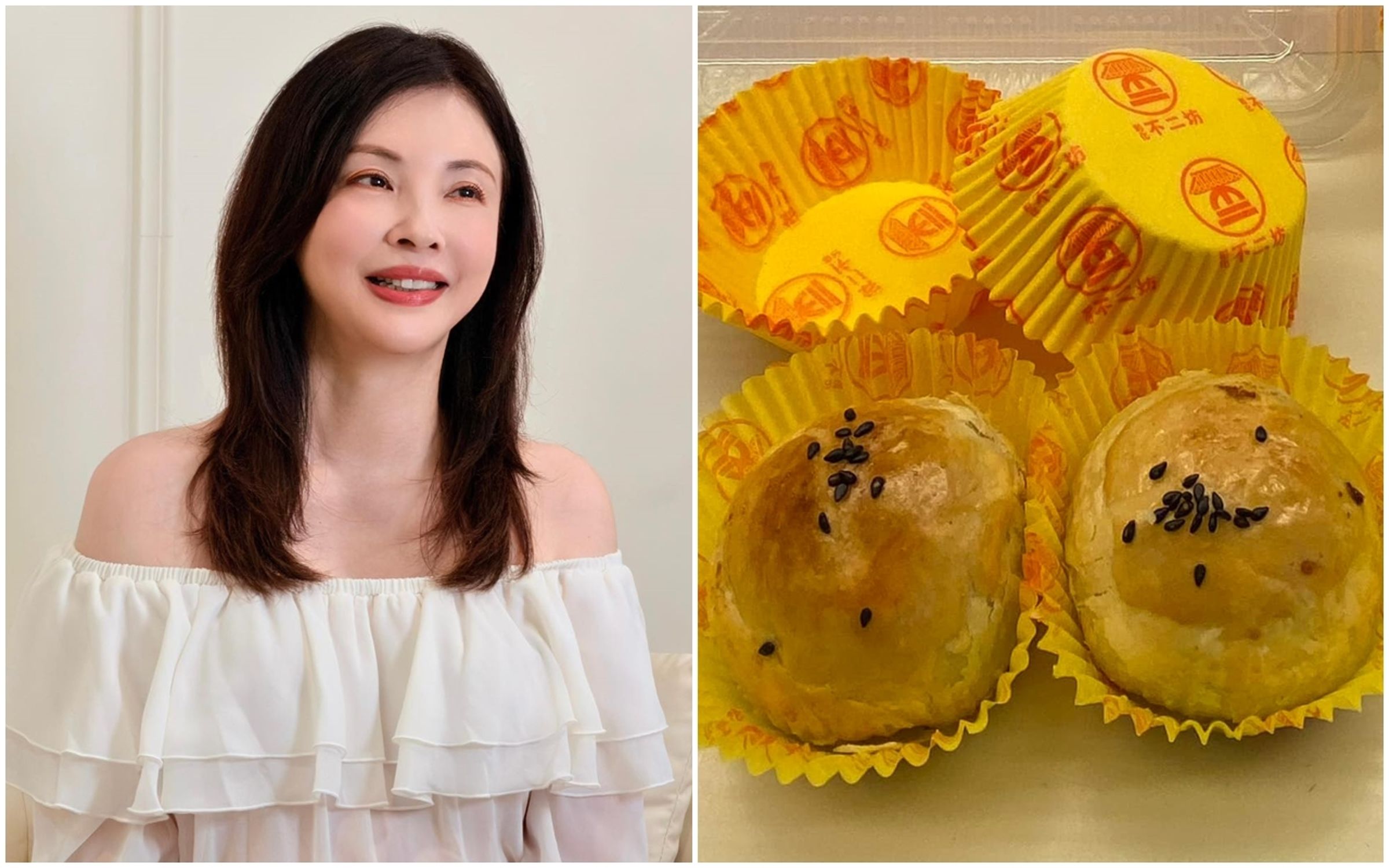女星何如芸將蛋黃酥放到微波爐微波,結果爆炸發出「砰砰巨響」。(翻攝臉書/何如芸、不二坊)