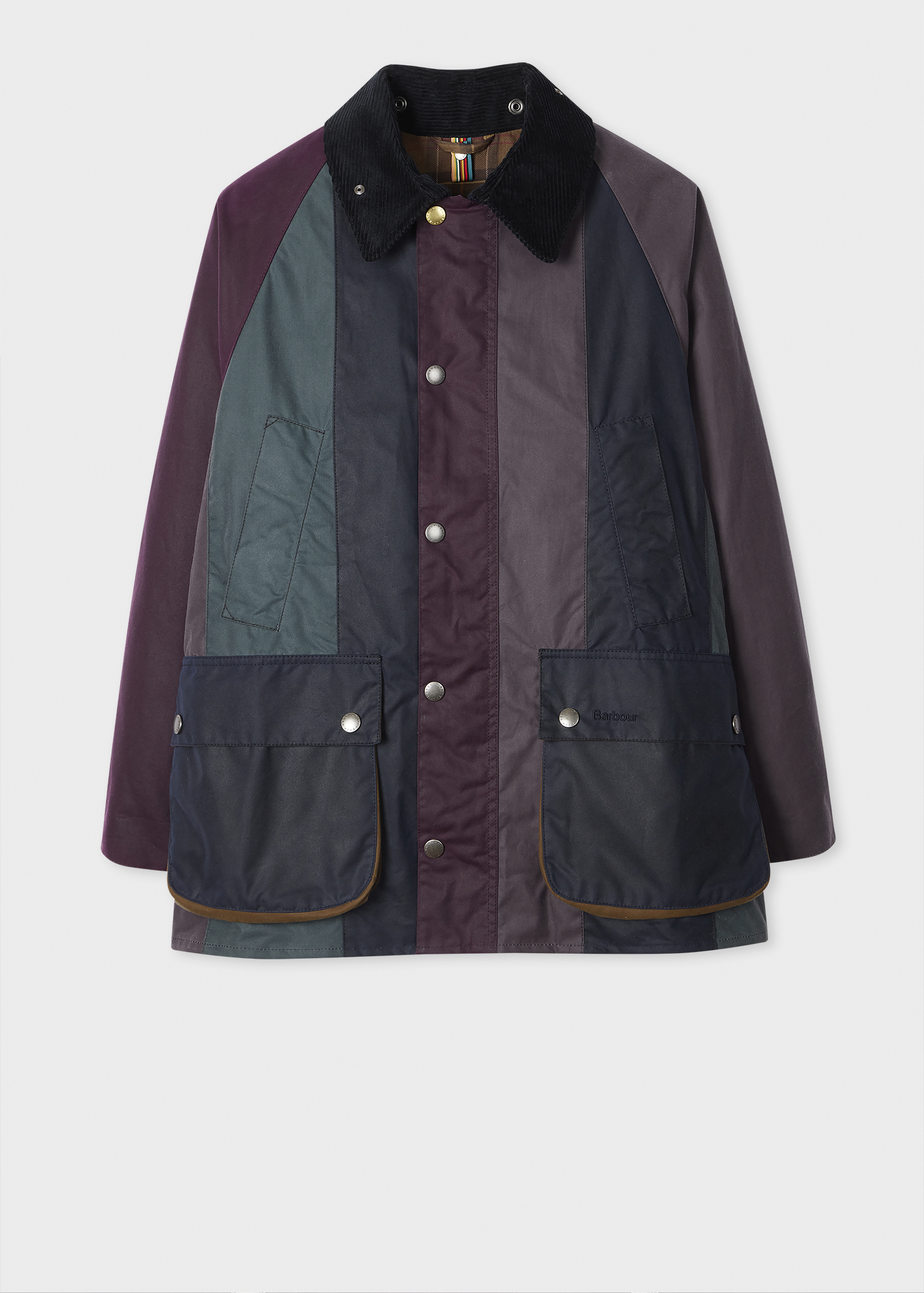 Paul Smith Loves Barbour色塊拼接油布外套。NT$23,500（藍鐘提供）