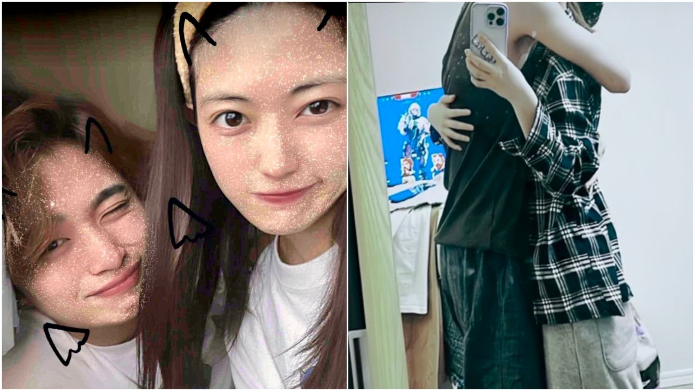 岩本蓮加與男友私照外流,網友更從格子襯衫(右圖)判斷就是本人。(翻攝X)