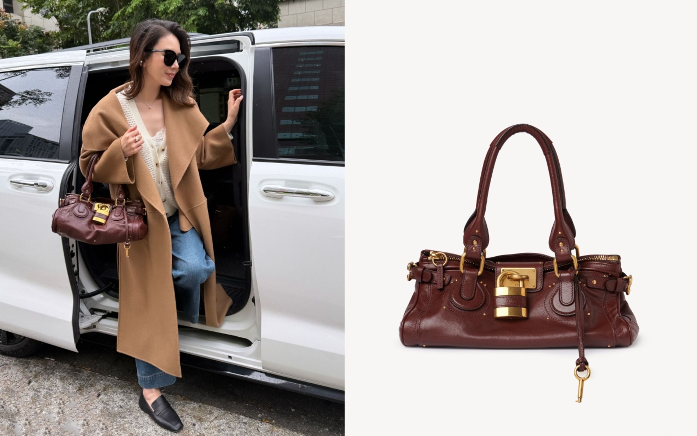 Melody同款的Chloé Paddington紅棕色鎖頭包。NT$89,900(Chloé提供)
