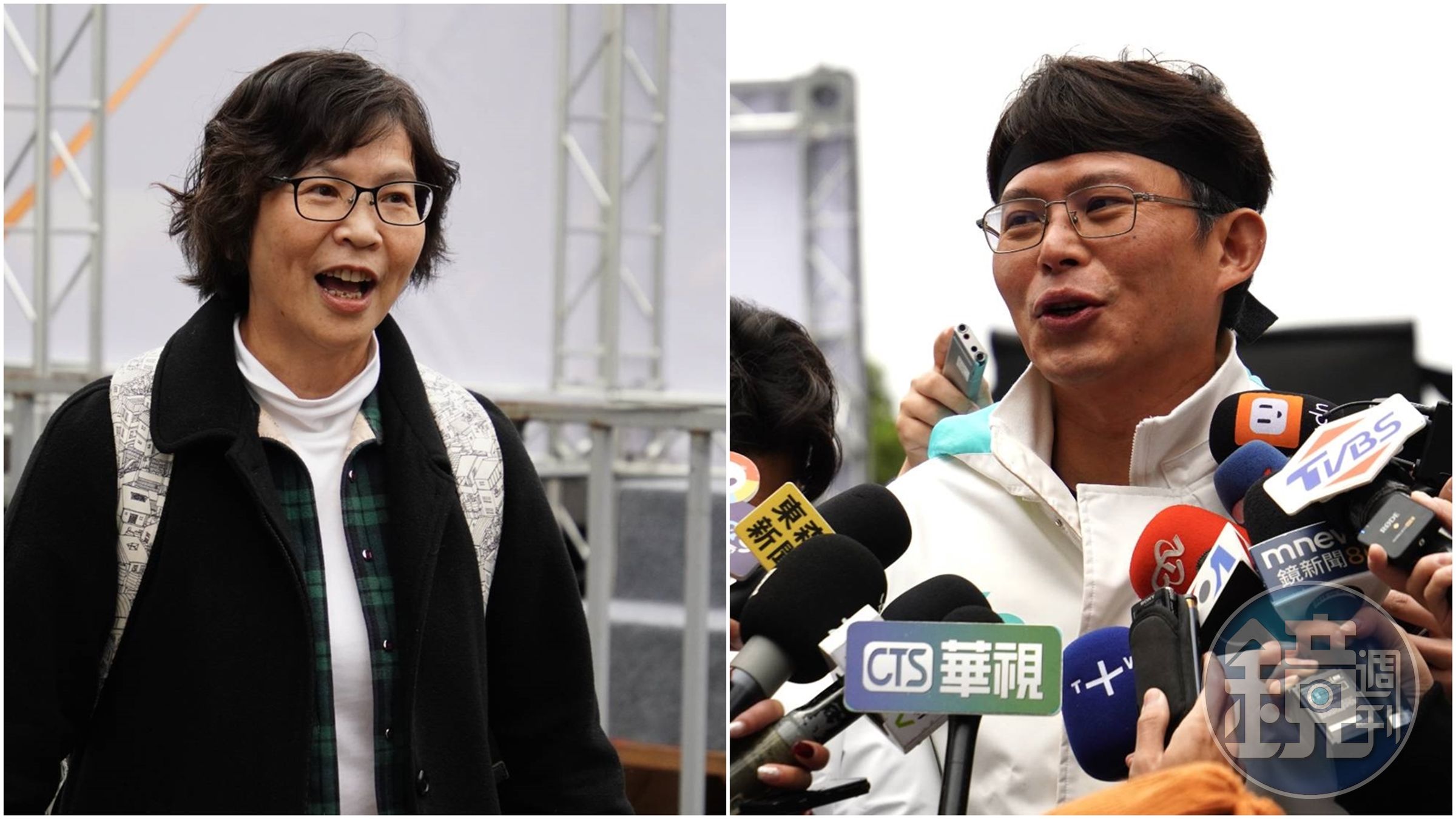 民眾黨代理黨主席黃國昌(右)及前立委蔡壁如(左)被視為民眾黨主席可能人馬;圖為民眾黨「111釘孤枝」活動。