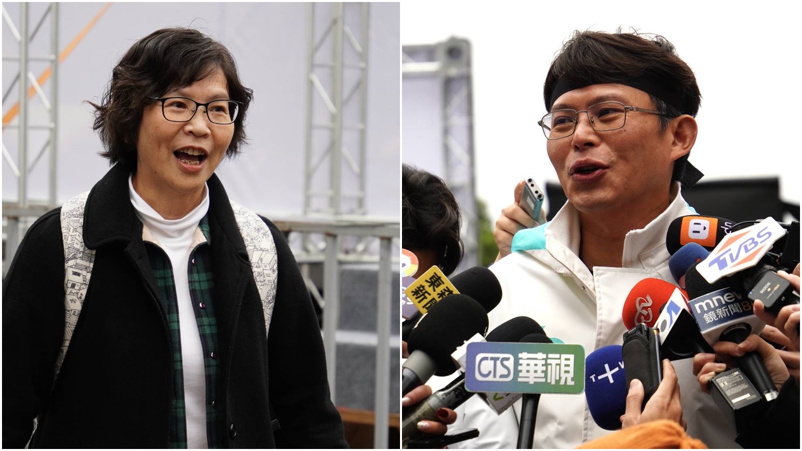 民眾黨代理黨主席黃國昌（右）及前立委蔡壁如（左）被視為民眾黨主席可能人馬；圖為民眾黨「111釘孤枝」活動。