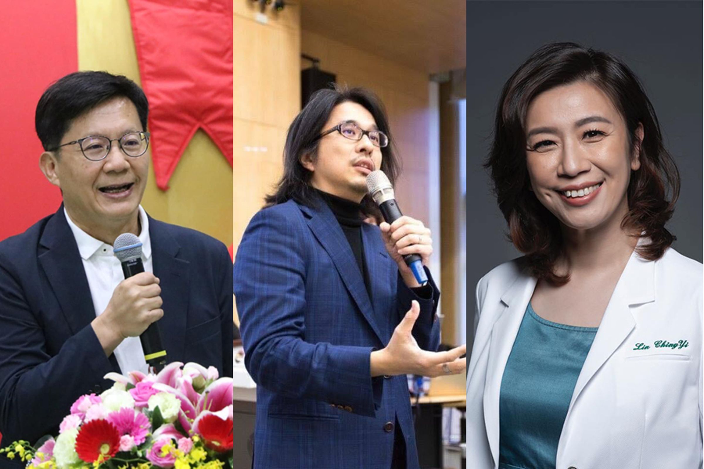 民進黨今天公布新內閣政務次長人選,前立委張廖萬堅(左)、台大電機工程學系教授葉丙成(中)及前立委林靜儀(右)入閣。(翻攝自張廖萬堅臉書、葉丙成臉書、林靜儀臉書)