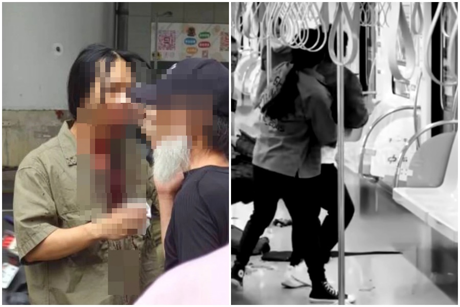 中捷車廂內試圖阻止凶嫌的長髮哥，成為網友討論對象。（翻攝自記者爆料網）